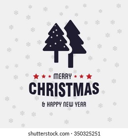 Merry Christmas card, stylized Christmas tree on decorative background