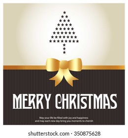 Merry Christmas card, stylized Christmas tree on decorative background. Design elements for holiday cards.  Xmas decorated tree icon. vector Greeting Card illustration