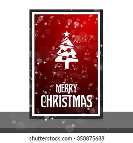 Merry Christmas card, stylized Christmas tree on decorative background. Design elements for holiday cards.  Xmas decorated tree icon. vector Greeting Card illustration