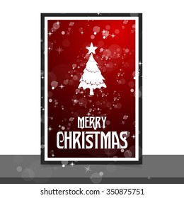 Merry Christmas card, stylized Christmas tree on decorative background. Design elements for holiday cards.  Xmas decorated tree icon. vector Greeting Card illustration