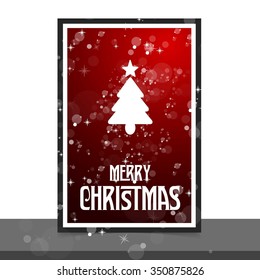 Merry Christmas card, stylized Christmas tree on decorative background. Design elements for holiday cards.  Xmas decorated tree icon. vector Greeting Card illustration