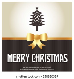 Merry Christmas card, stylized Christmas tree on decorative background. Design elements for holiday cards.  Xmas decorated tree icon. vector Greeting Card illustration
