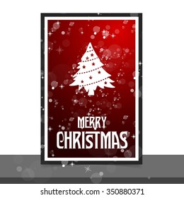 Merry Christmas card, stylized Christmas tree on decorative background. Design elements for holiday cards.  Xmas decorated tree icon. vector Greeting Card illustration
