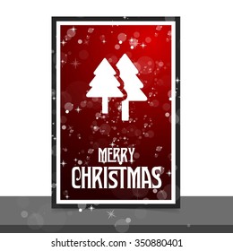 Merry Christmas card, stylized Christmas tree on decorative background. Design elements for holiday cards.  Xmas decorated tree icon. vector Greeting Card illustration
