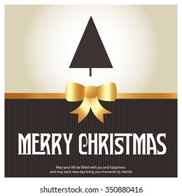 Merry Christmas card, stylized Christmas tree on decorative background. Design elements for holiday cards.  Xmas decorated tree icon. vector Greeting Card illustration
