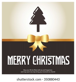 Merry Christmas card, stylized Christmas tree on decorative background. Design elements for holiday cards.  Xmas decorated tree icon. vector Greeting Card illustration
