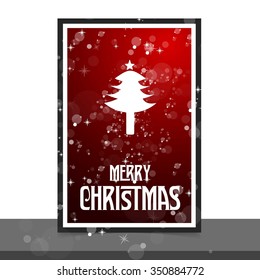 Merry Christmas card, stylized Christmas tree on decorative background. Design elements for holiday cards.  Xmas decorated tree icon. vector Greeting Card illustration

