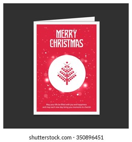 Merry Christmas card, stylized Christmas tree on decorative background. Design elements for holiday cards.  Xmas decorated tree icon. vector Greeting Card illustration
