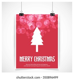 Merry Christmas card, stylized Christmas tree on decorative background. Design elements for holiday cards.  Xmas decorated tree icon. vector Greeting Card illustration
