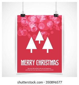 Merry Christmas card, stylized Christmas tree on decorative background. Design elements for holiday cards.  Xmas decorated tree icon. vector Greeting Card illustration

