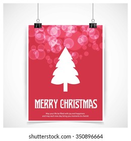 Merry Christmas card, stylized Christmas tree on decorative background. Design elements for holiday cards.  Xmas decorated tree icon. vector Greeting Card illustration
