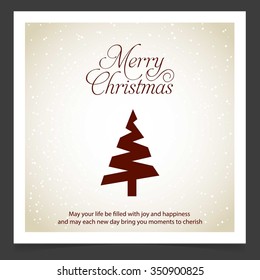 Merry Christmas card, stylized Christmas tree on decorative background. Design elements for holiday cards.  Xmas decorated tree icon. vector Greeting Card illustration