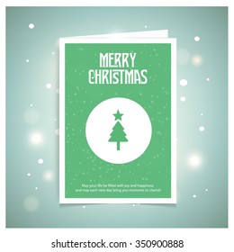 Merry Christmas card, stylized Christmas tree on decorative background. Design elements for holiday cards.  Xmas decorated tree icon. vector Greeting Card illustration