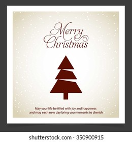 Merry Christmas card, stylized Christmas tree on decorative background. Design elements for holiday cards.  Xmas decorated tree icon. vector Greeting Card illustration