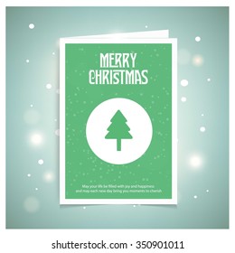 Merry Christmas card, stylized Christmas tree on decorative background. Design elements for holiday cards.  Xmas decorated tree icon. vector Greeting Card illustration