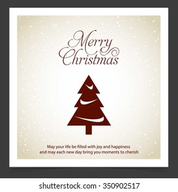 Merry Christmas card, stylized Christmas tree on decorative background. Design elements for holiday cards.  Xmas decorated tree icon. vector Greeting Card illustration