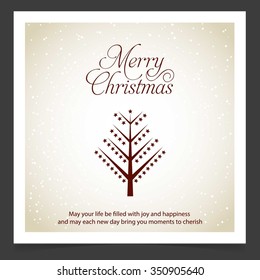 Merry Christmas card, stylized Christmas tree on decorative background. Design elements for holiday cards.  Xmas decorated tree icon. vector Greeting Card illustration