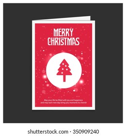 Merry Christmas card, stylized Christmas tree on decorative background. Design elements for holiday cards.  Xmas decorated tree icon. vector Greeting Card illustration
