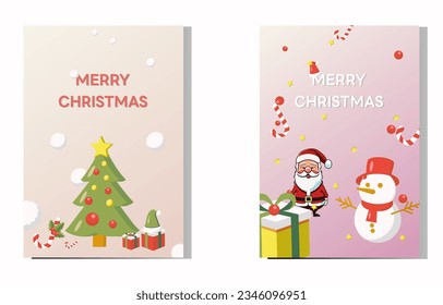 merry Christmas Card template background design vector santa snow holiday gift box
