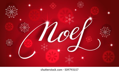 Merry Christmas card template with greetings Noel handwriting.Vector illustration EPS10