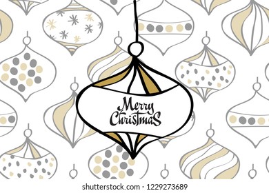 Merry Christmas card with christmas toys seamless pattern 600x400