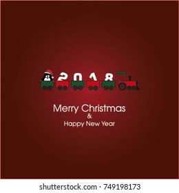 Merry Christmas card with train