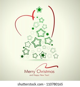 Merry Christmas Card With Christmas Tree.