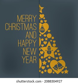 Merry Christmas card with Christmas tree