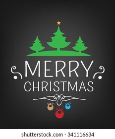 Merry Christmas card with Christmas tree