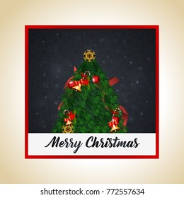 Merry Christmas card with Christmas Tree .