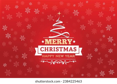 merry christmas, christmas card with christmas tree, merry christmas invitation card with red background vector