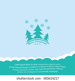 Merry Christmas card with tree and snowflakes  icon. Vector design.