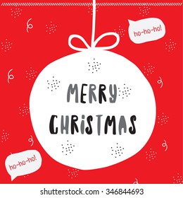 Merry christmas card with ?hristmas tree toy