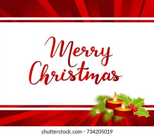 Merry Christmas card with christmas tree and toys. Vector illustration