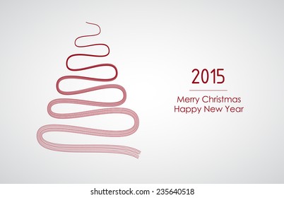 Merry Christmas card with tree. Vector Illustration.