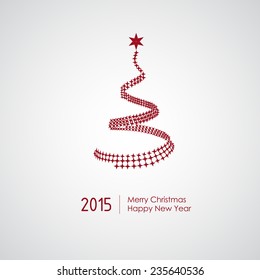 Merry Christmas card with tree. Vector Illustration.