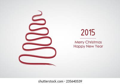 Merry Christmas card with tree. Vector Illustration.