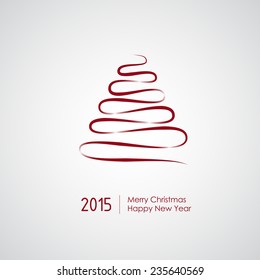 Merry Christmas card with tree. Vector Illustration.