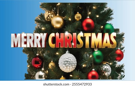 Merry Christmas Card and christmas tree vector illustration