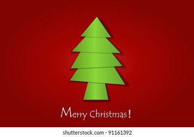 Merry Christmas card with Christmas tree. Vector Illustration.