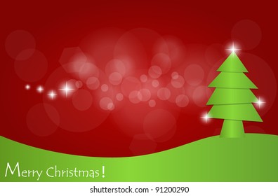 Merry Christmas card with Christmas tree. Vector Illustration.