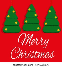 Merry christmas card trees. Pattern. Merry christmas, happy new year lettering font text card. Retro card.