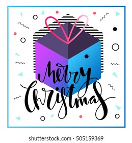 Merry Christmas card. Trendy design. 2017 new year. Typographic Background. Invitations, Placards, Flyers, Posters and Banners. Vector Illustration. 