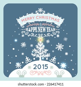  Merry Christmas card. Typography. Vector illustration.