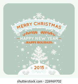  Merry Christmas card. Typography. Vector illustration.