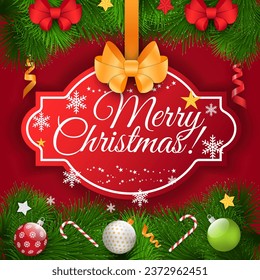 Merry Christmas card. Vector illustration. The festive poster announced sale for holiday season A postcard with Merry Christmas greeting can brighten someones day Snow adds beauty winter holiday