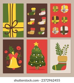 Merry Christmas card. Vector illustration. The text on card was heartwarming holiday greeting for all The Christmas tree was adorned with beautiful red and golden ornaments A snowy background makes