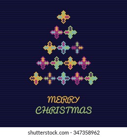 Merry Christmas card. Vector illustration with abstract New Year tree. Abstract Christmas tree.