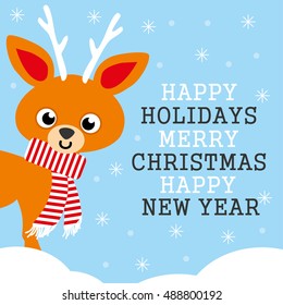 Merry Christmas card. Vector Illustration