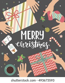 Merry Christmas card. Vector illustration